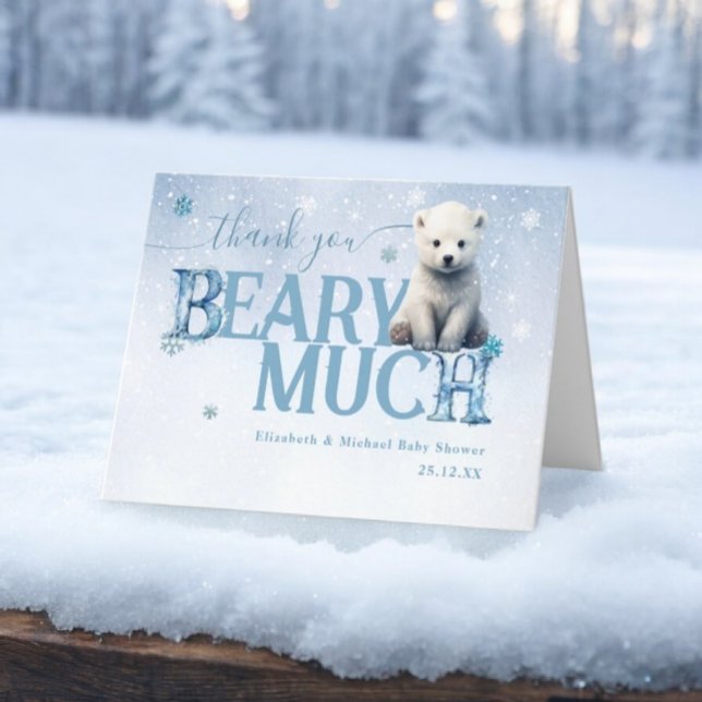 Carte De Remerciements Bearly Wait Polaire Ours Hiver Moderne (Créateur téléchargé)