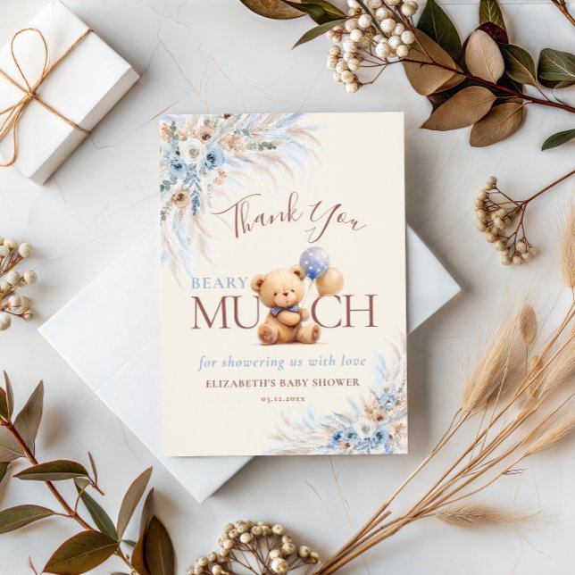 Carte De Remerciements Beary Much Teddy Bear Baby Shower Thank You (Créateur téléchargé)