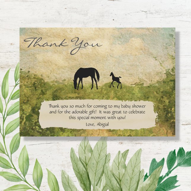 Carte De Remerciements Beau Baby shower de Mare et Foal Horse (Créateur téléchargé)