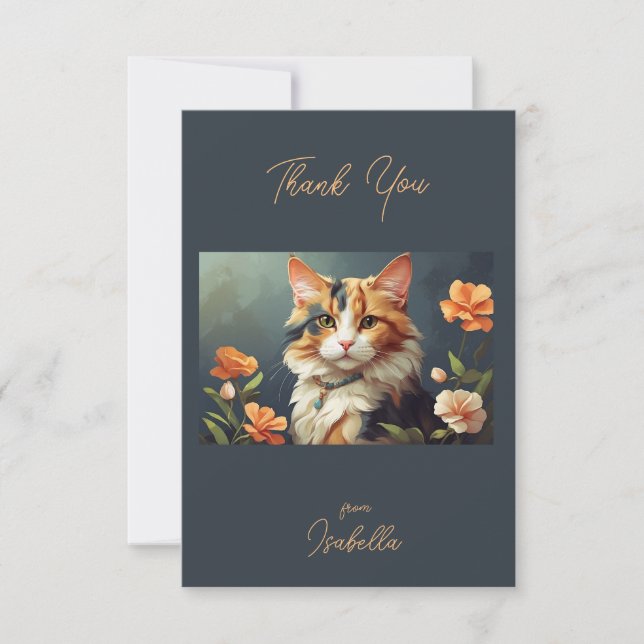 Carte De Remerciements Beau Calico Cat (Devant)