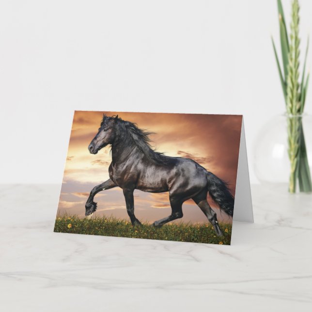 Carte De Remerciements Beau Cheval Noir (Devant)