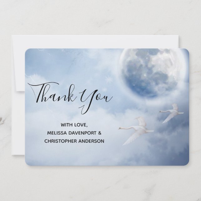 Carte De Remerciements Beau ciel bleu avec cygnes volants (Devant)