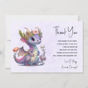 Carte De Remerciements Beau Dragon avec Couronne élégante