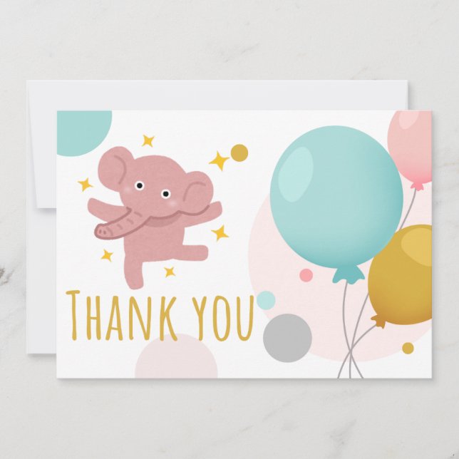 Carte De Remerciements Beau éléphant (Devant)