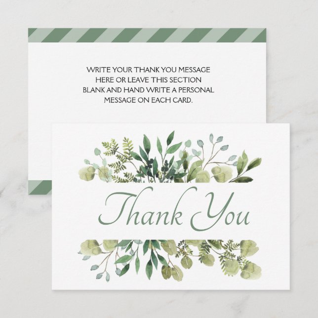 Carte De Remerciements Beau feuillage vert (Devant / Derrière)