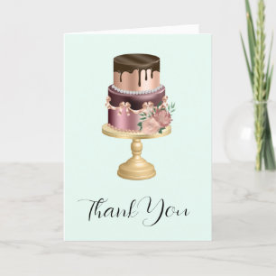 Carte De Remerciements Beau gâteau de fête de Glam brillant