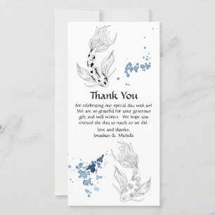 Carte De Remerciements Beau japonais Koi Mariage de natation