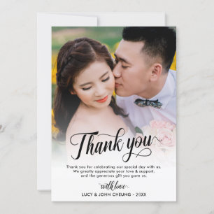 Carte De Remerciements Beau mariage de photo de manuscrit