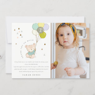 Carte De Remerciements Beau Ours Bleu Cute Photo Quel Âge Anniversaire