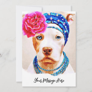 Carte De Remerciements Beau Pitbull Portrait Amusant Aquarelle Art