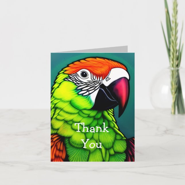 Carte De Remerciements Beauté de la forêt tropicale : Parrot sauvage exot (Devant)