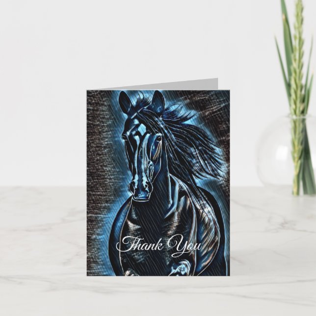 Carte De Remerciements Beauté occidentale Wild Mustang Blue Tones (Devant)