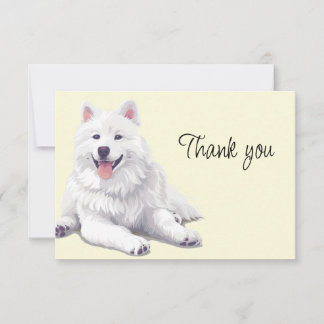 Carte De Remerciements Beautiful White Dog Samoyed or Eskimo Thank you