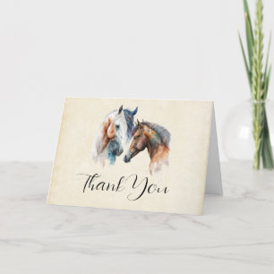 Carte De Remerciements Beaux Chevaux Style Boho Occidental