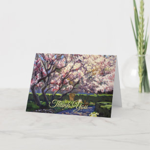 Carte De Remerciements Beaux Pommiers en fleurs en rouge et blanc