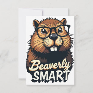 Carte De Remerciements Beaverly Smart - Drôle Castor avec lunettes Graphi