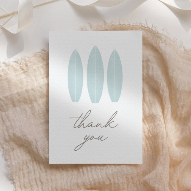 Carte De Remerciements Bébé à bord Baby shower Blue Surfboard (Créateur téléchargé)