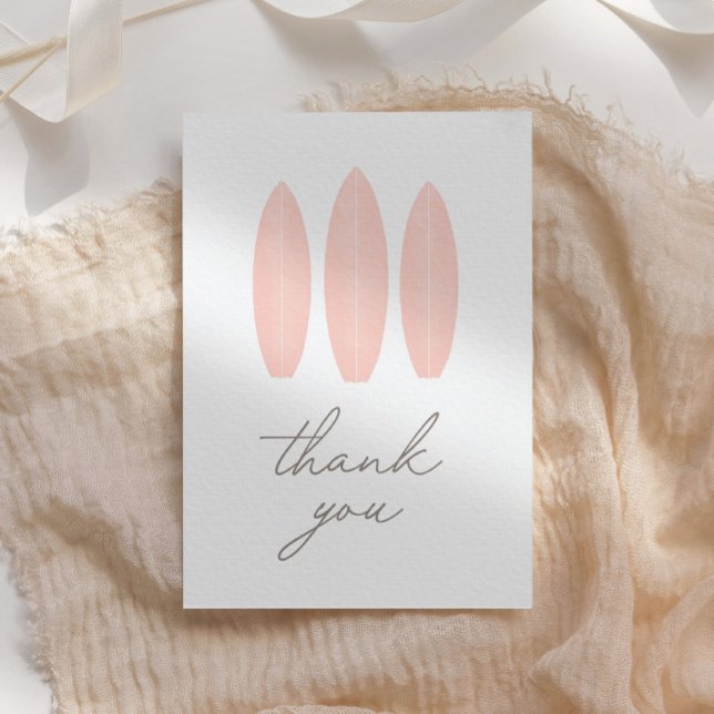 Carte De Remerciements Bébé à bord Baby shower de surf rose (Créateur téléchargé)