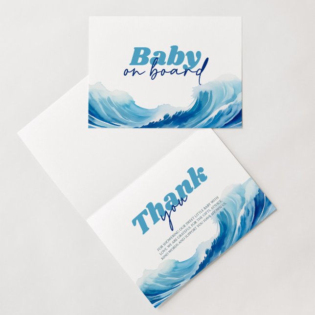 Carte De Remerciements Bébé à bord Baby shower, Surf bébé (Créateur téléchargé)