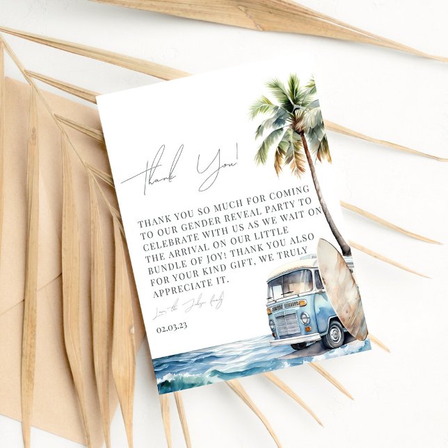 Carte De Remerciements Bébé à bord du Baby shower de surf (Créateur téléchargé)
