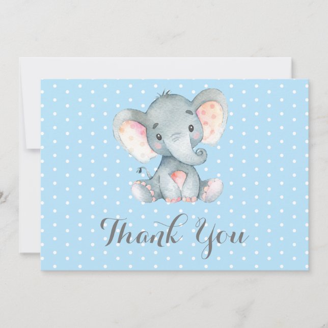Carte De Remerciements Bébé adoré bleu et gris (Devant)