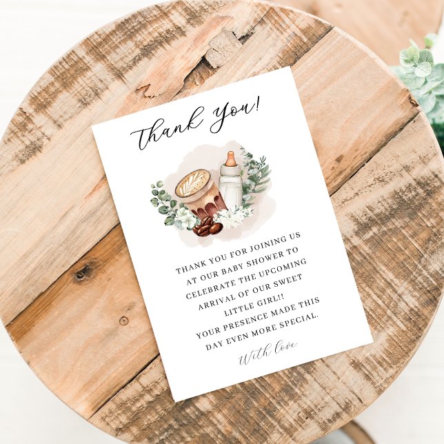 Carte De Remerciements Bébé brasse de la verdure Baby shower café (Créateur téléchargé)