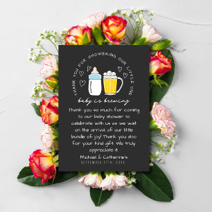 Carte De Remerciements Bébé Brûle Bouteille Bière Baby shower en verre