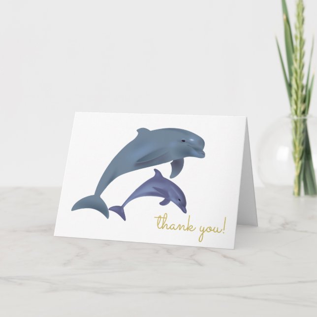 Carte De Remerciements Bébé Dauphin Garçon ou Baby shower fille (Devant)