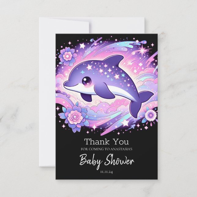 Carte De Remerciements Bébé Dolphin Whimsical (Devant)