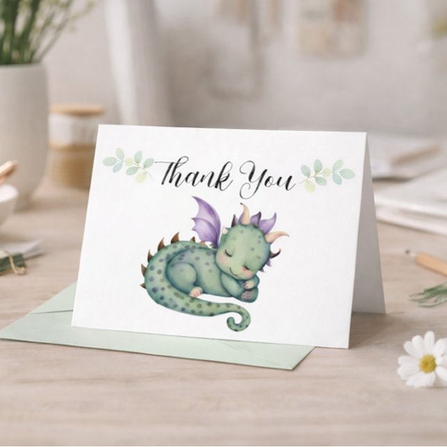 Carte De Remerciements Bébé Dragon Mignon (Créateur téléchargé)