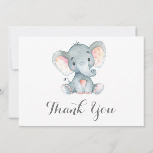 Carte De Remerciements Bébé éléphant gris mignon