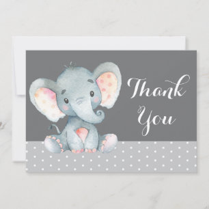 Carte De Remerciements Bébé éléphant gris mignon