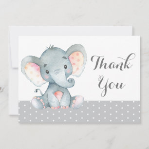 Carte De Remerciements Bébé éléphant mignon gris