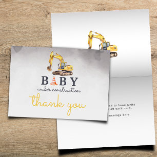 Carte De Remerciements Bébé en construction Baby shower