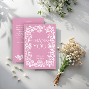 Carte De Remerciements Bébé en fleur baby shower mexicain rose pâle