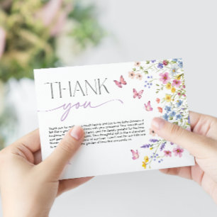 Carte De Remerciements Bébé en Fleur Baby Shower Papillon
