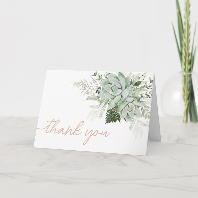 Carte De Remerciements Bébé en fleur Baby shower Succulent (Devant)