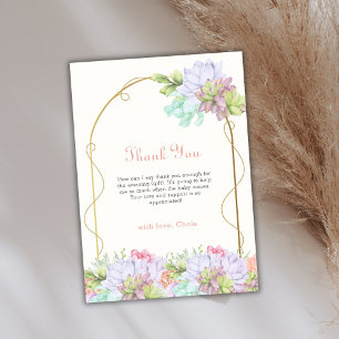 Carte De Remerciements Bébé En Fleur Boho Arch Baby shower Cactus