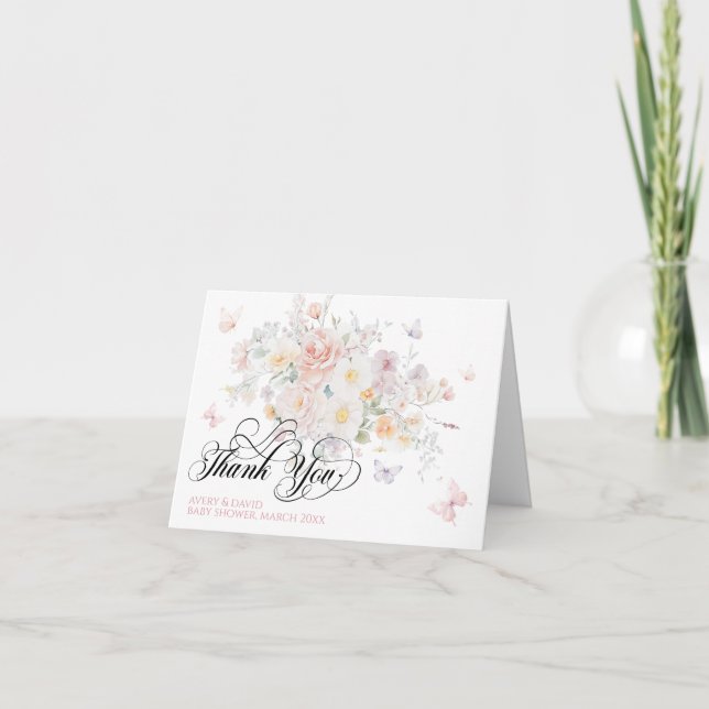Carte De Remerciements Bébé en Fleur Fleur Fleur Fleur Fleur Fleur Fleur  (Devant)