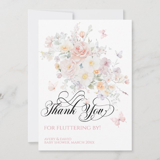 Carte De Remerciements Bébé en Fleur Fleur Fleur Fleur Fleur Fleur Fleur  (Devant)