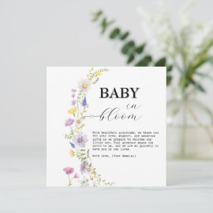Carte De Remerciements Bébé en Fleur Fleur sauvage Baby shower floral
