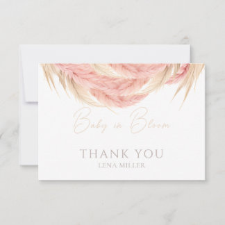 Carte De Remerciements Bébé en Fleur Pampas Baby shower en herbe