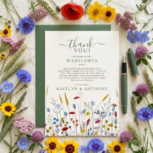 Carte De Remerciements Bébé en fleurs Baby Shower Prairie fleurie