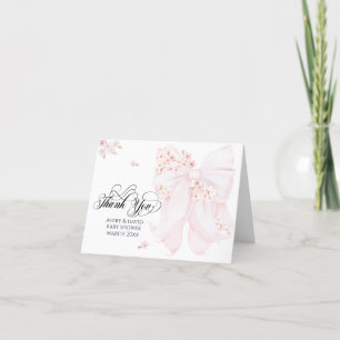 Carte De Remerciements Bébé en fleurs Bow fleuri Baby shower fille de pri