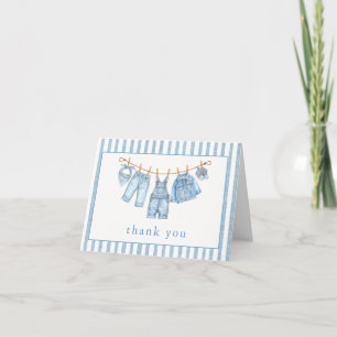 Carte De Remerciements Bébé en Jean Bleu Ligne de Vêtements pour Baby Sho