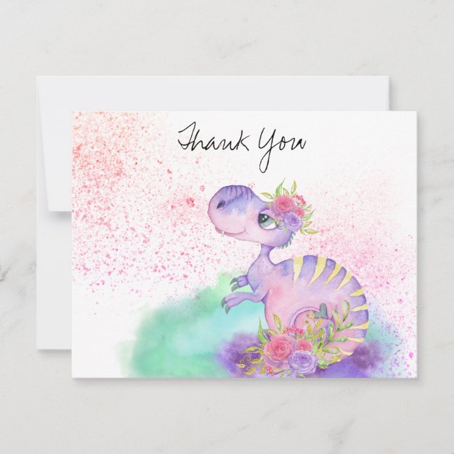 Carte De Remerciements *~* Bébé Fille Baby Shower au Lavande Jaune Dragon (Devant)