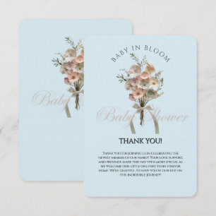 Carte De Remerciements Bébé Fleur sauvage habillé dans le Baby shower Blo