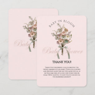 Carte De Remerciements Bébé Fleur sauvage habillé dans le Baby shower Blo