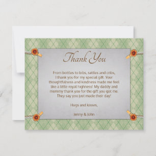 Carte De Remerciements Bébé Green Knit