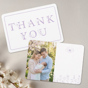 Carte De Remerciements Bébé Lavande Fleurs Shower Photo